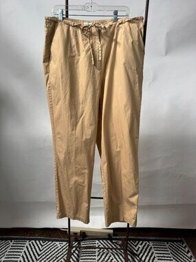 Liz Claiborne Woman Beige 16W Cotton Pull-On Pants With Tie Waist Michaela Style